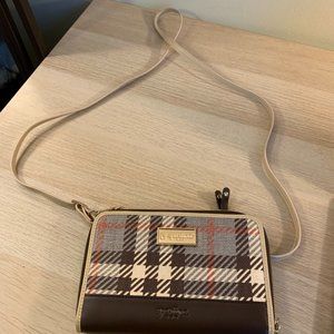 Black, pink, & white patterned Spartina crossbody